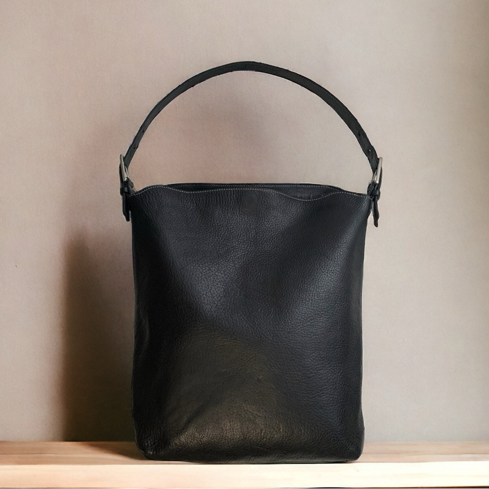 Vintage Johnny Farah for Holt Renfrew Large Flat Leather Tote Bag in Black